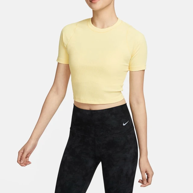 NIKE 耐吉 短袖 上衣 T恤 短版 機能 排汗 運動 女 AS W NK INF Dri-FIT SS TOP RIB ZENVY 黃(FN7468722)