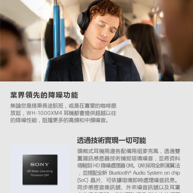 【SONY 索尼】WH-1000XM4 無線藍芽降噪耳罩式耳機(台灣公司貨)
