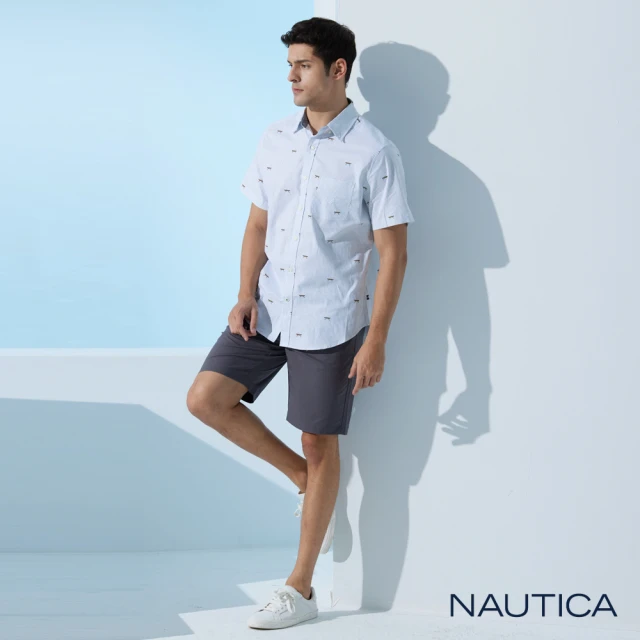 NAUTICA 男裝 COOL MAX經典素面休閒短褲(深灰)