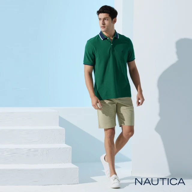 NAUTICA 男裝 COOL MAX經典素面休閒短褲(卡其)