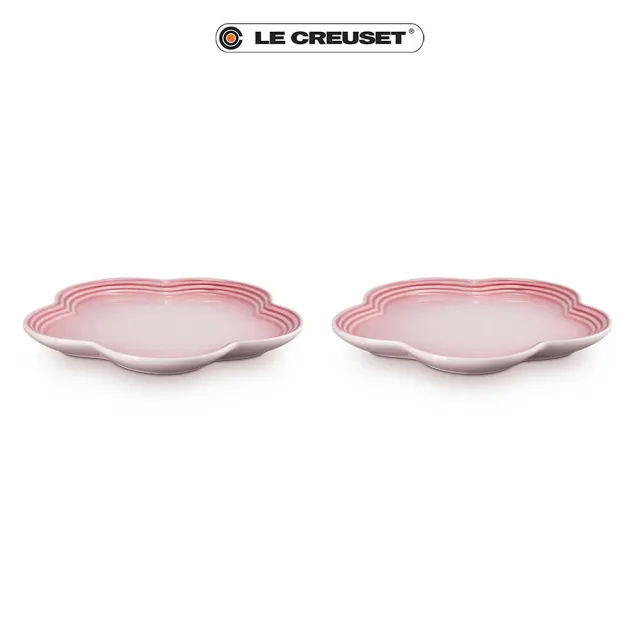 【Le Creuset】瓷器花型盤-大-2入(櫻花粉)