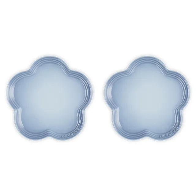 【Le Creuset】瓷器花型盤-大-2入(海岸藍)