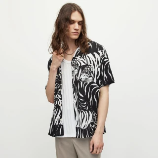 【ALLSAINTS】WILDCAT 寬鬆人造絲短袖夏威夷動物紋印花襯衫 MS185Y(舒適版型)