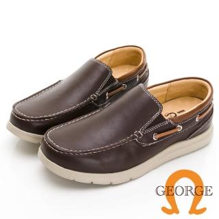 【GEORGE 喬治皮鞋】MODO系列 素面牛皮輕量帆船鞋 -咖 418002JI20