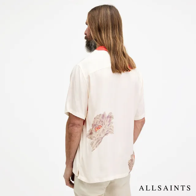 【ALLSAINTS】ROZE 人造絲寬鬆短袖夏威夷花卉印花襯衫-米 M033SA(舒適版型)