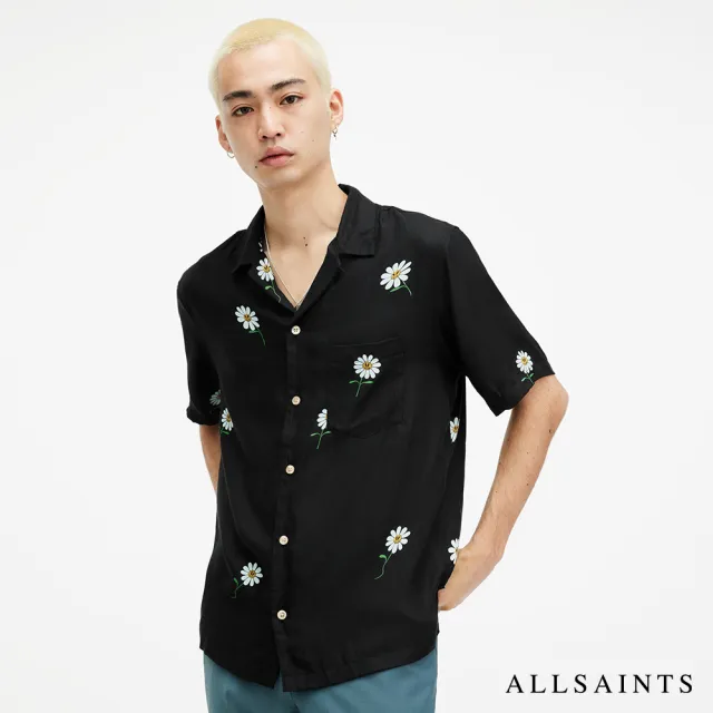 【ALLSAINTS】DAISICAL 人造絲寬鬆短袖夏威夷雛菊印花襯衫(舒適版型)