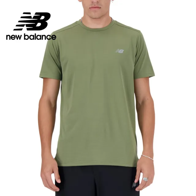 【NEW BALANCE】NB 輕量透氣短袖上衣_男性_綠色_MT41222DEK(美版 版型偏大)