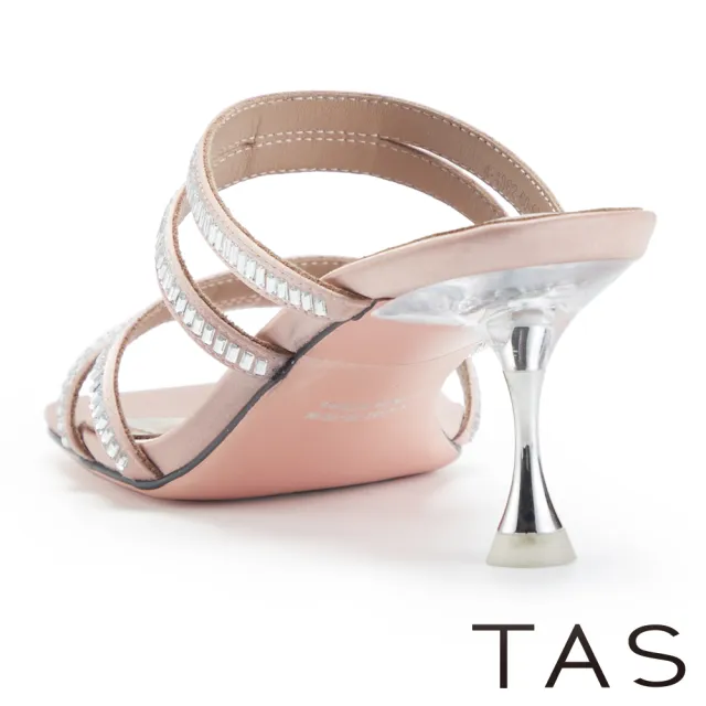 【TAS】絕美水鑽環帶高跟涼拖鞋(粉色)