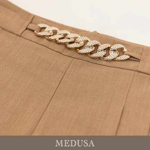 【MEDUSA 曼度莎】現貨-金鍊裝飾壓褶直筒長寬褲（M-XL）｜女褲子 長褲 女西裝褲(301-64302)