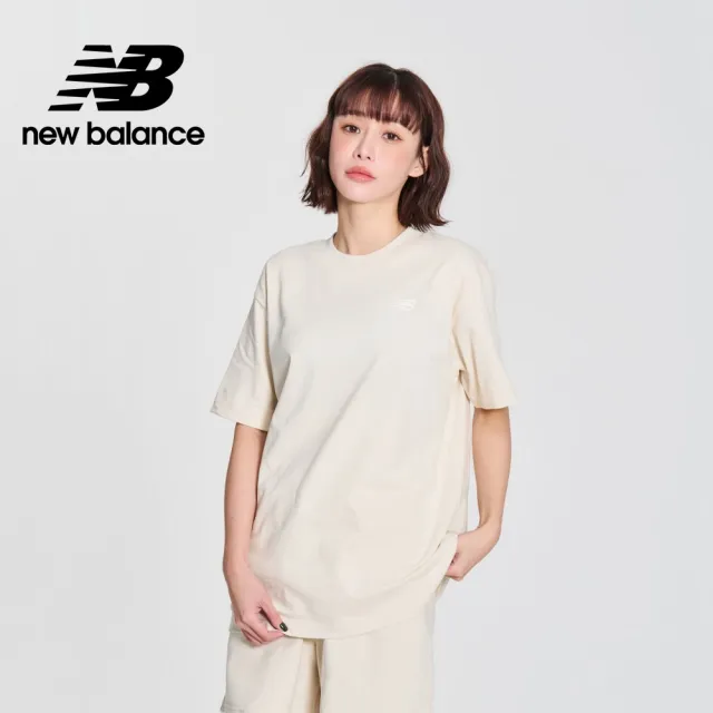 【NEW BALANCE】NB 刺繡LOGO短袖上衣_女性_杏色_WT41501LIN(美版 版型偏大)