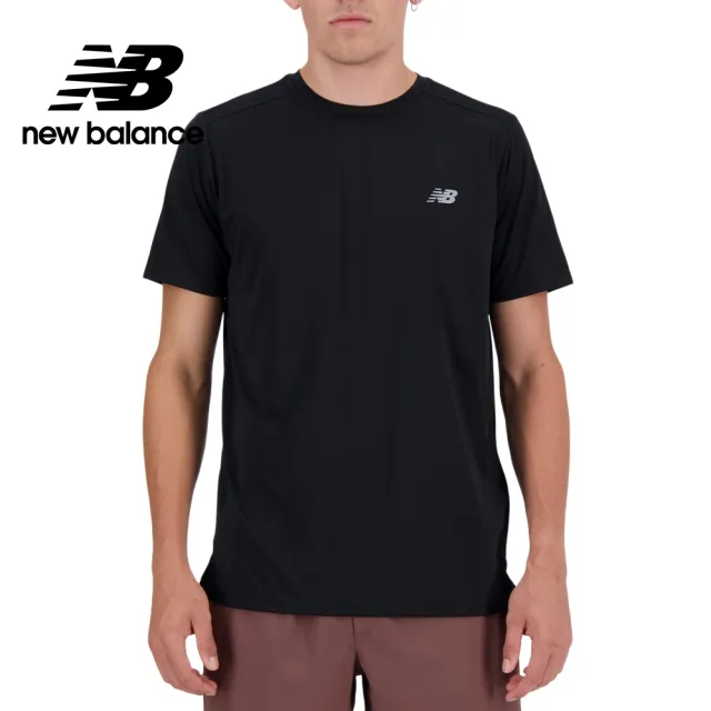 【NEW BALANCE】NB 輕量透氣短袖上衣_男性_黑色_MT41222BK(美版 版型偏大)