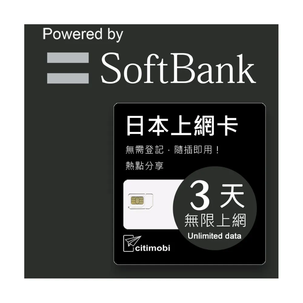 【citimobi】日本上網卡3天吃到飽(2GB/日高速流量)