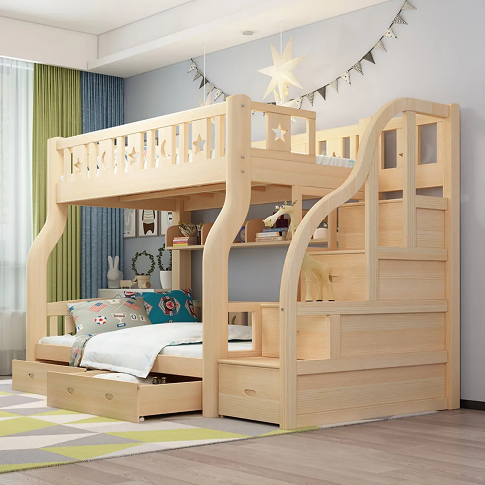 【HA Baby】兒童雙層床 階梯款-135床型 升級上漆裸床版(上下鋪、床架、成長床 、雙層床、兒童床架、台灣製)