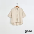 【gozo】MOMO獨家款★限量開賣 織標反摺袖造型襯衫(兩色)