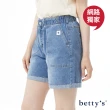 【betty’s 貝蒂思】網路獨賣★中大尺碼XL-3L寬鬆舒適彈性牛仔短褲(藍色)