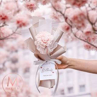 【Floral M】法式浪漫質感粉康乃馨永生花束(乾燥花/母親節花束/禮物/永生花束/永生花/母親節花禮)