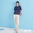 【gozo】柔軟鈕扣褲腳打褶造型長褲(兩色)