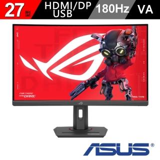 【ASUS 華碩】ROG Strix XG27WCS 27型 2K 180Hz HDR400 曲面電競螢幕(低藍光+不閃屏)