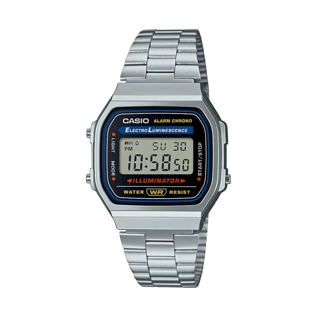 【CASIO 卡西歐】回到未來方款經典電子錶-銀(A-168WA-1)