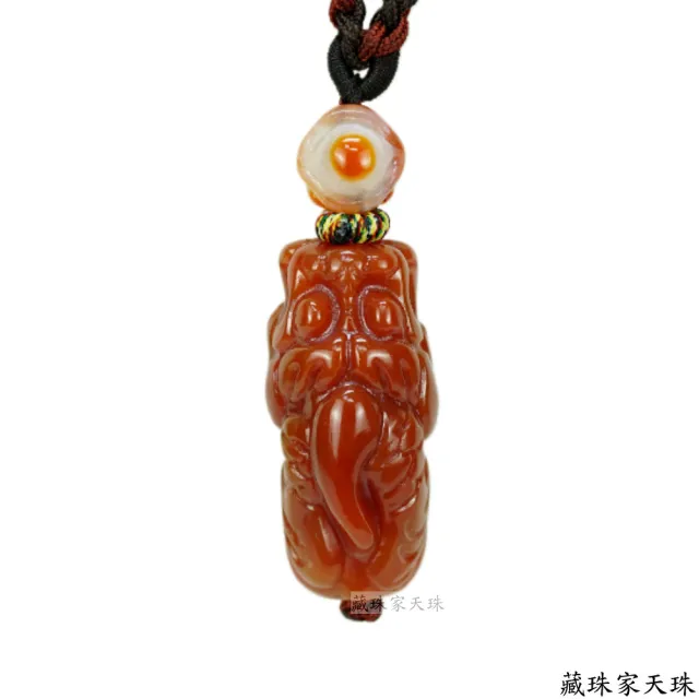 【藏珠家】紅玉髓龍拱珠天珠項鍊
