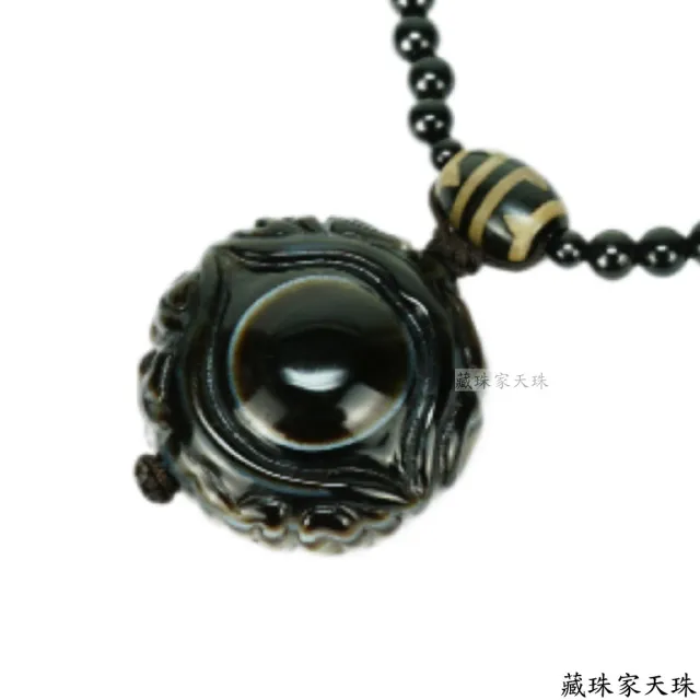 【藏珠家】精品級38mm財咒天眼+十字金剛杵鈣化天珠項鍊