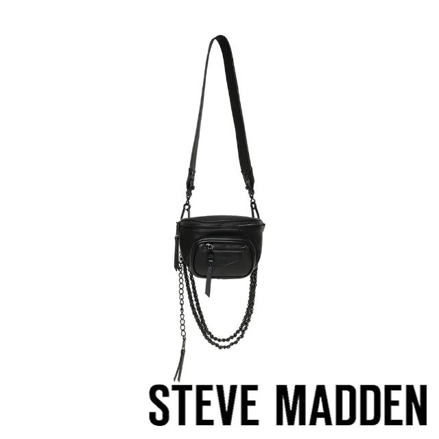 【steve madden】BCOMFY2 率性鍊條寬帶腰包(黑色)