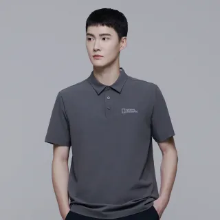 【國家地理服飾官方旗艦】男裝 AIRDOT有領短袖上衣 - 灰色(男裝上衣/百搭短T)