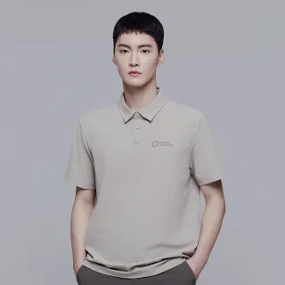 【國家地理服飾官方旗艦】男裝 AIRDOT有領短袖上衣 - 米色(男裝上衣/百搭短T)