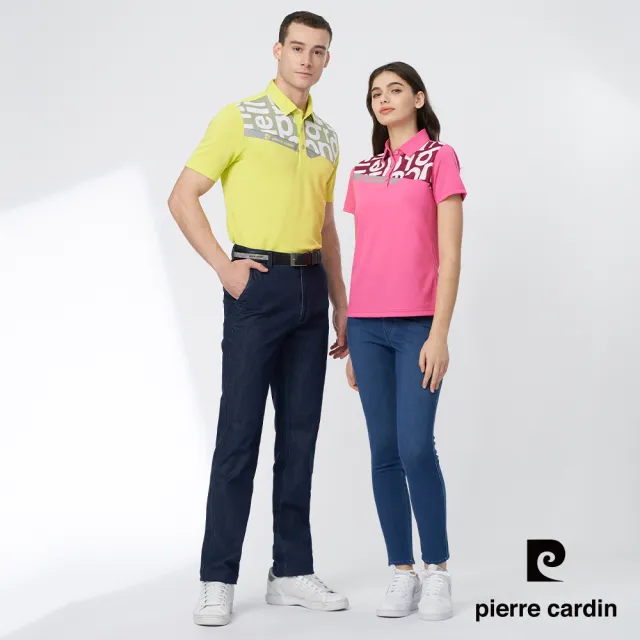 【pierre cardin 皮爾卡登】女款 吸濕排汗數位印花短袖polo衫-桃紅色(4247201-75)