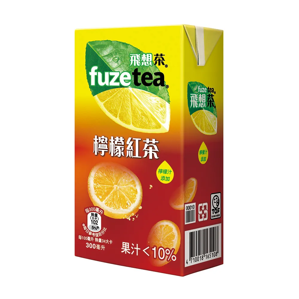 【fuze tea 飛想茶】檸檬紅茶 利樂包300mlx3箱(共72入；24入/箱)