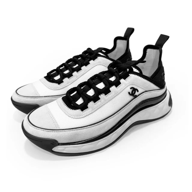 CHANEL 香奈兒 G39070 爆款經典黑色LOGO氣墊運動鞋(白色37.5)