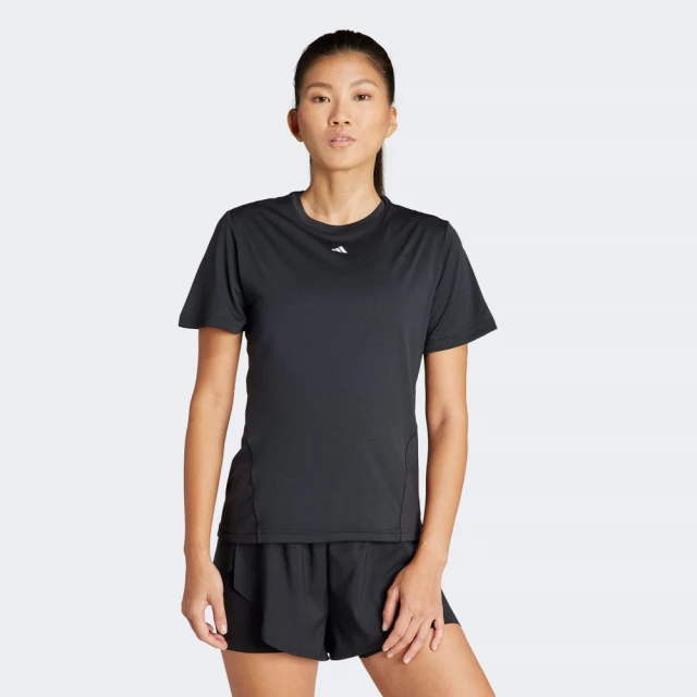 adidas 愛迪達 DESIGNED FOR TRAINING 短袖上衣(IQ2654 女款運動上衣 吸濕排汗 黑)