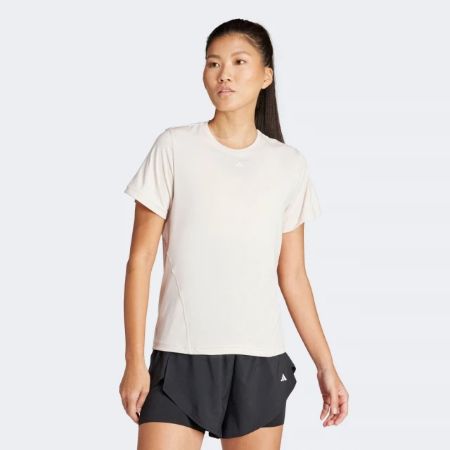 adidas 愛迪達 DESIGNED FOR TRAINING 短袖上衣(IT9225 女款運動上衣 吸濕排汗 米白)