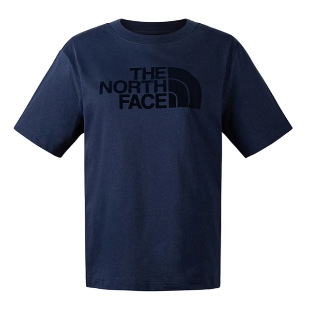 The North Face TNF 短袖上衣 休閒 W FLOCKING LOGO SS TEE - AP 女 藍(NF0A88GE8K2)