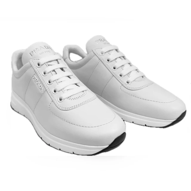 PRADA 普拉達PRADA 普拉達 1E553L 經典LOGO素面牛皮小白鞋運動鞋(白色)