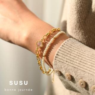 【SU SU】幸運草珍珠手鍊 3mm淡水珍珠(925純銀 防過敏 珍珠 飾品 耳環 項鍊 手鍊 穿搭 百搭 時尚)