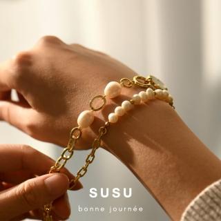 【SU SU】巴洛克珍珠手鍊 7mm淡水珍珠(925純銀 防過敏 珍珠 飾品 耳環 項鍊 手鍊 穿搭 百搭 時尚)