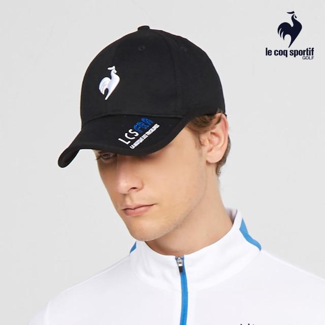 【LE COQ SPORTIF 公雞】官方直營 高爾夫系列 男款黑色減壓刺繡LOGO防曬可調節棒球帽 QGT0J120