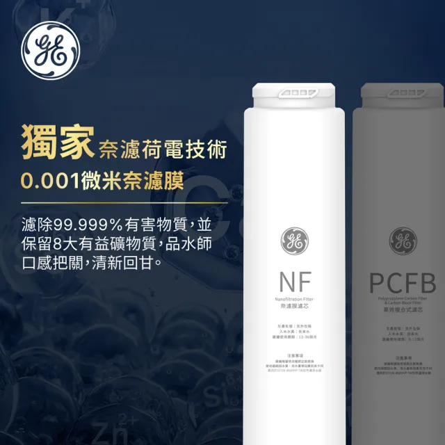 【GE 奇異】官方直營 長效奈濾膜NF700G濾芯 (極煦700G專用 3-4年長效)