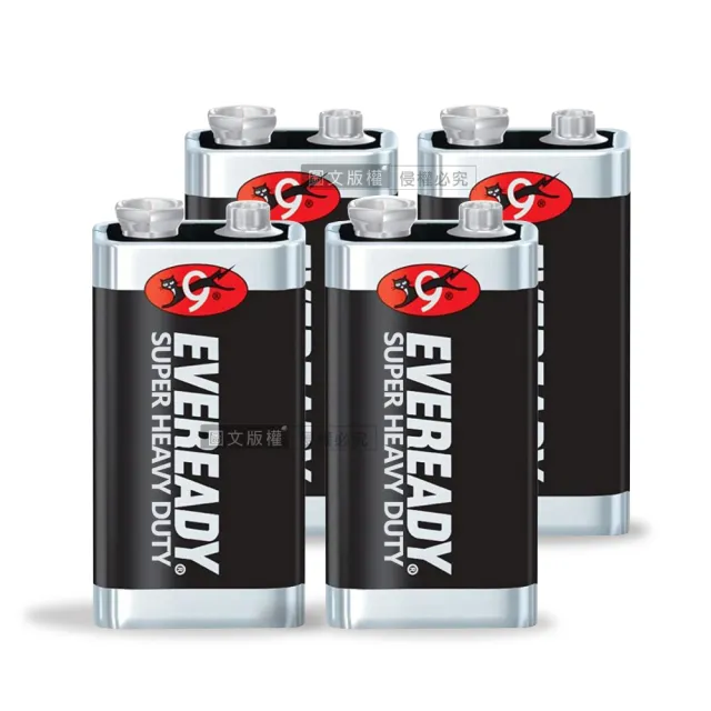 EVEREADY永備】9V 黑金剛碳鋅電池方形電池-4入- momo購物網- 好評推薦