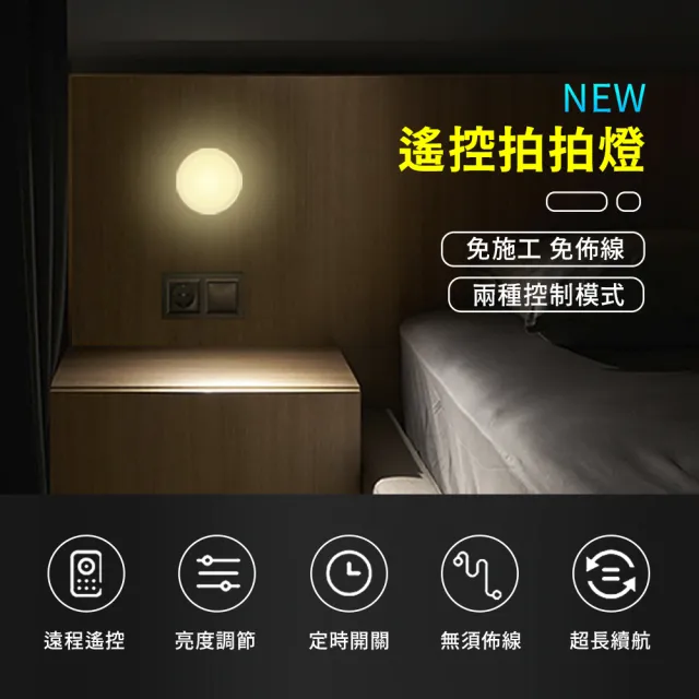 【Mr.U 優先生】免施工 免鑽孔 遙控 LED 壁燈 圓形霧面 充電款(夜燈 磁吸燈 床頭燈 交換禮物)