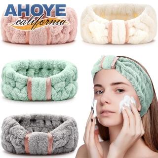 【AHOYE】玫瑰金扣束洗臉髮帶(束髮帶 洗臉髮帶 化妝髮帶)