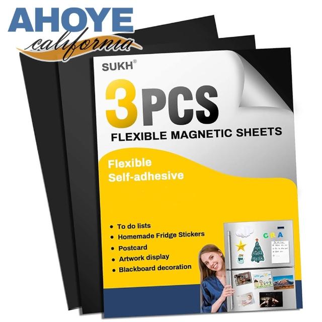 【AHOYE】1mm加厚A4軟磁鐵片 3張(磁性 強力磁鐵 吸鐵)