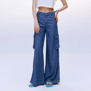 【BRAPPERS】女款 防曬涼感系列-高腰防曬涼感工裝寬褲(深藍)