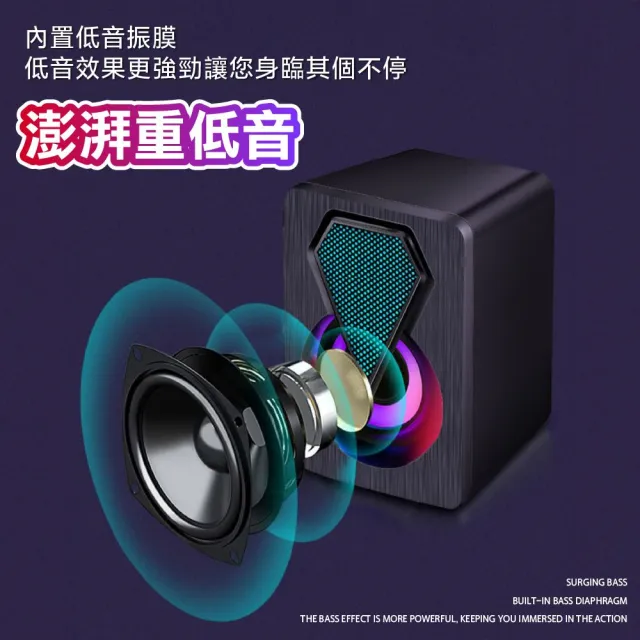 【Mojito】RGB炫光音箱 電腦喇叭(USB 電腦喇叭 音響 兩件式音箱)