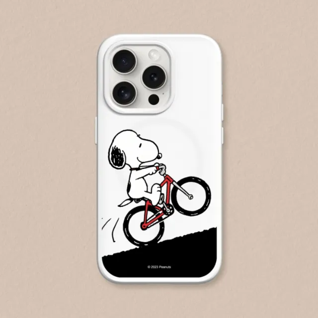 【RHINOSHIELD 犀牛盾】iPhone 15系列  SolidSuit MagSafe兼容 磁吸手機殼/史努比-騎腳踏車(Snoopy)