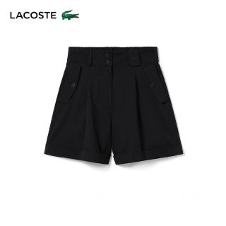 【LACOSTE】女裝-素色休閒運動短褲(黑色)