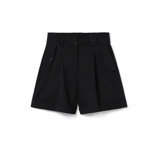 【LACOSTE】女裝-素色休閒運動短褲(黑色)