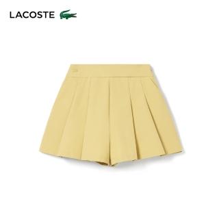 【LACOSTE】女裝-素色百褶運動短褲(卡其色)