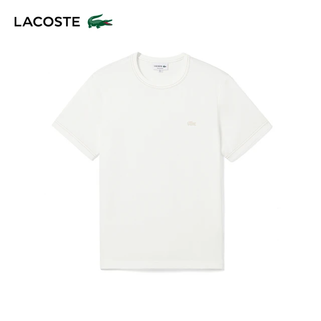 LACOSTE 男裝-常規版型重磅針織圓領短袖T恤(白色) 
